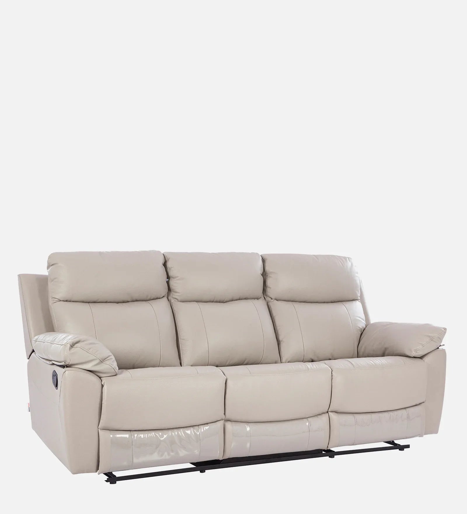 Quantum Half Leather Three Seater Recliner in Light Grey Colour - HomeTown