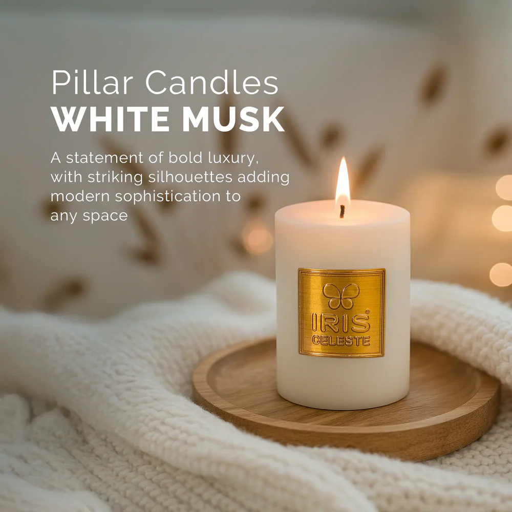 IRIS CELESTE  PILLAR CANDLE  ICAC09012WM