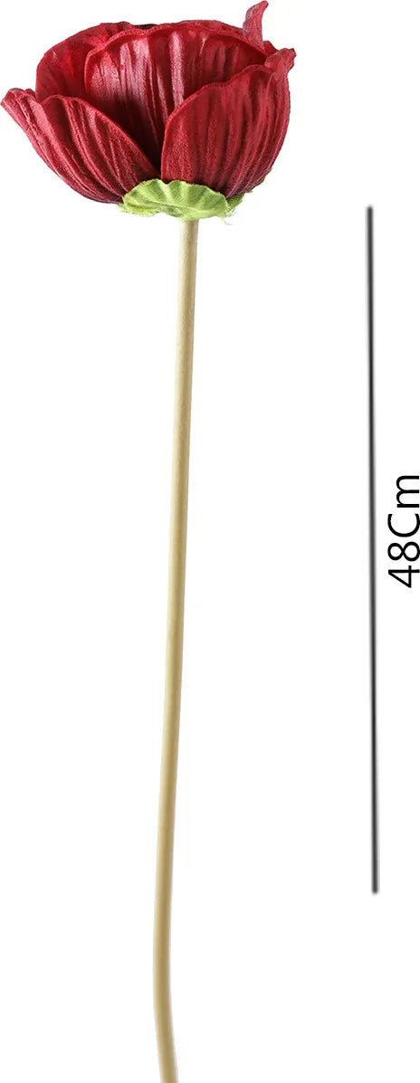 Elora Single Red Poppy Polyester Artificial Flower 48cm in Red Colour - HomeTown