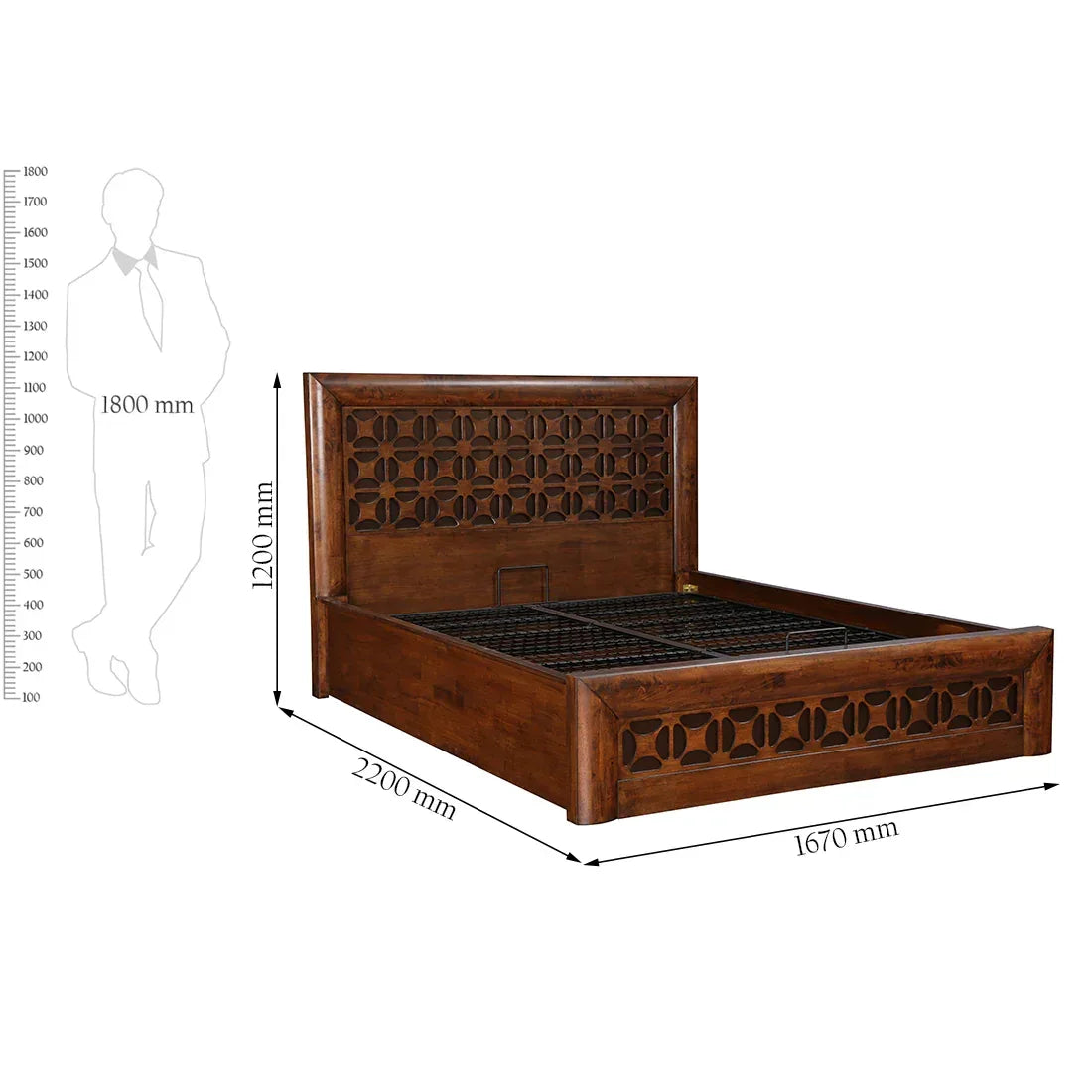 Casablanca Solidwood Bed with Hydraulic Storage in Premium Walnut Finish - HomeTown