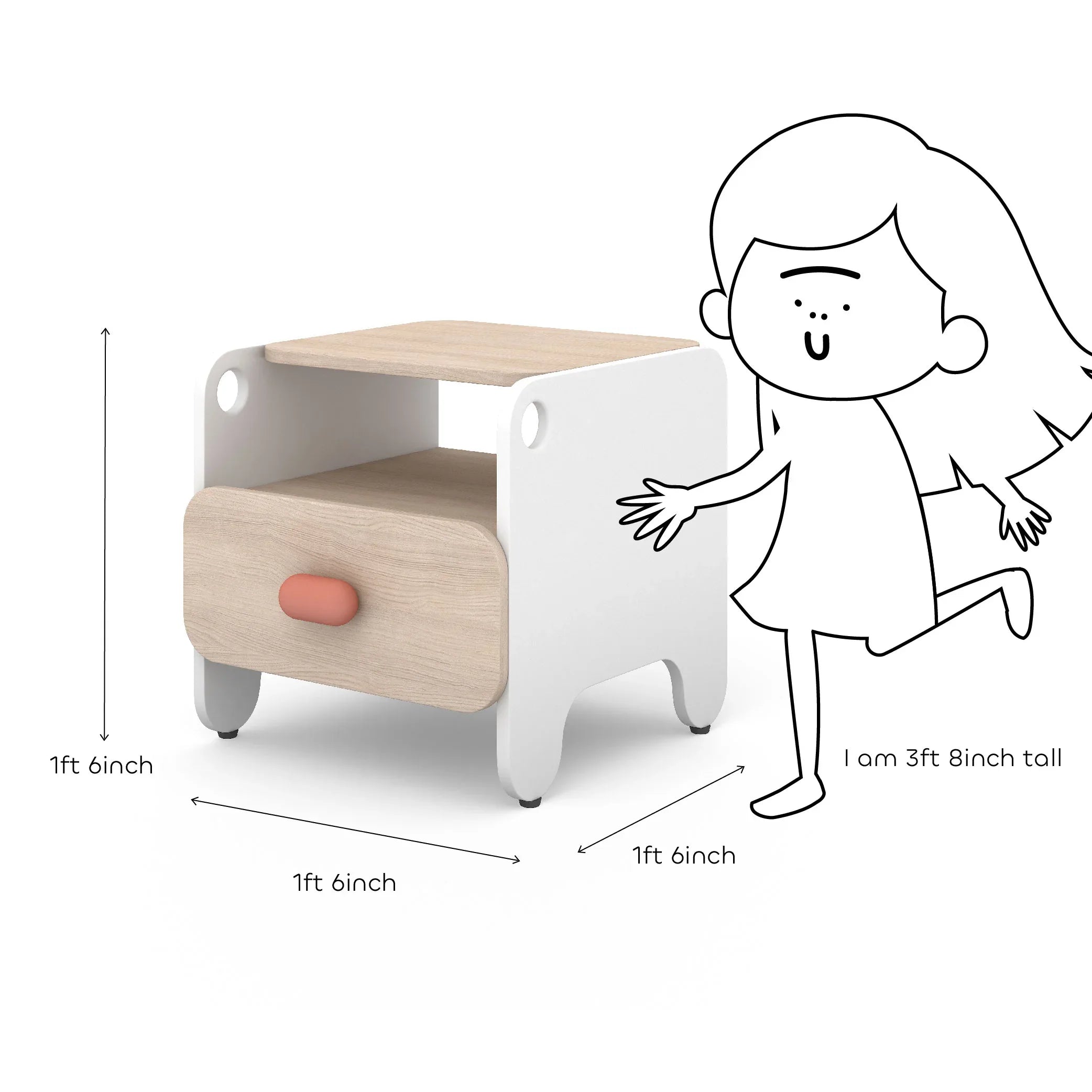 Boop Bed Side Table in Pearly White Colour - HomeTown