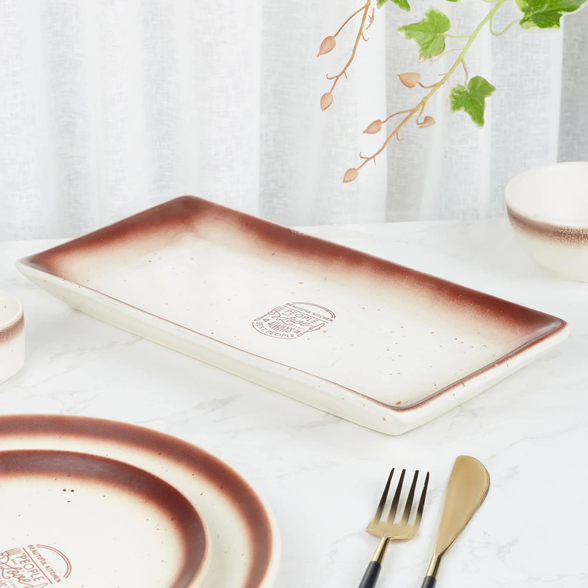 Beautiful Kitchen Studio Pottery Stoneware Serving Platter in Beige Colour - HomeTown