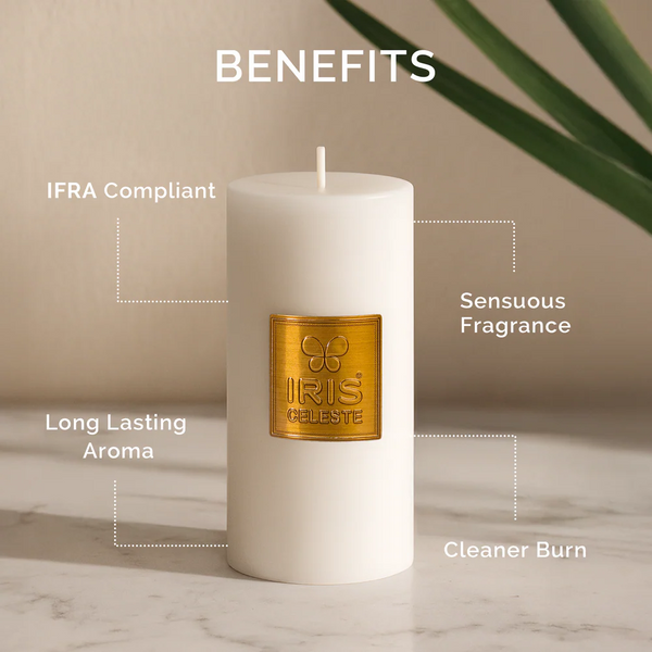 Iris Celeste Pillar Candle dimensions