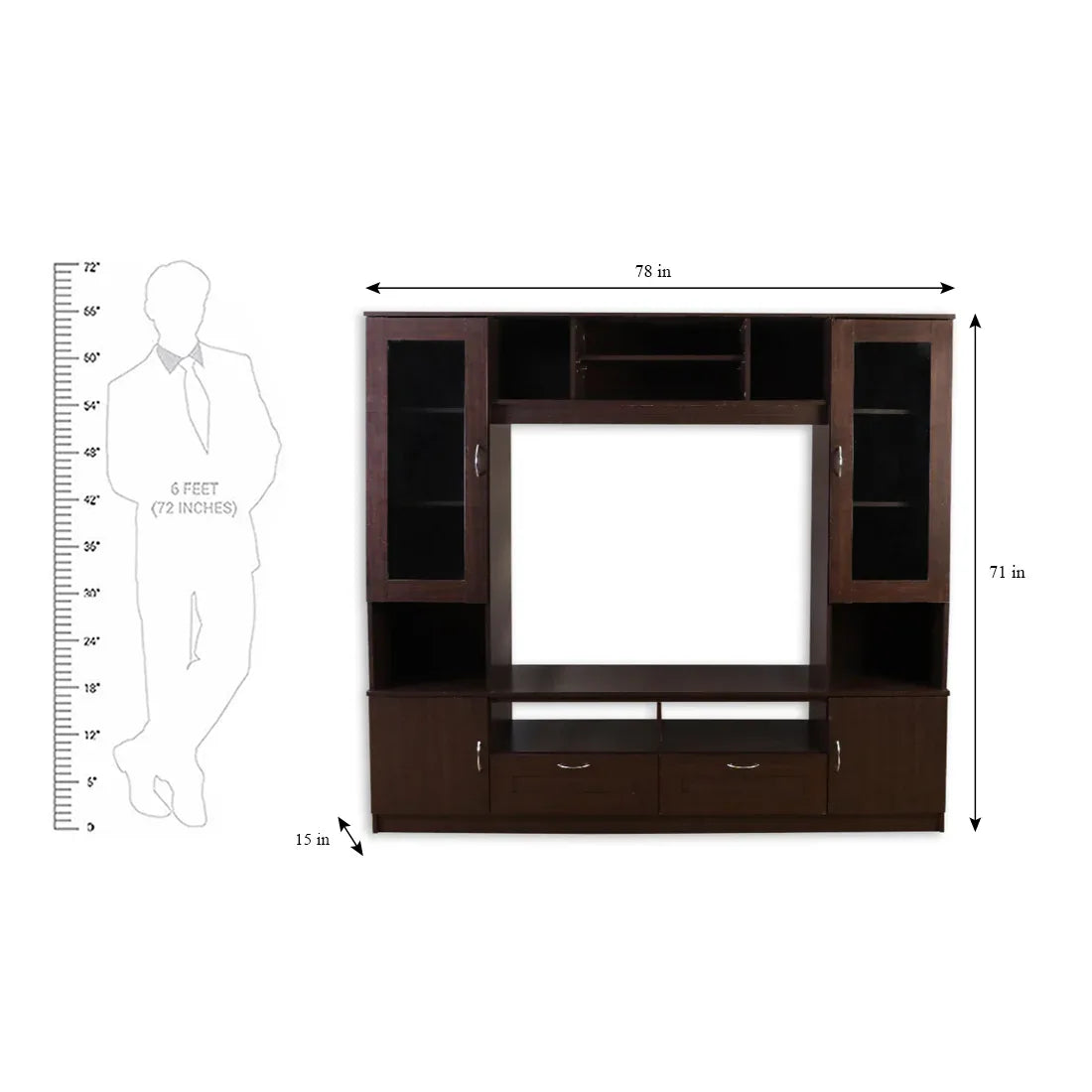 Missouri Engineered Wood Wall Unit in Dark Walnut Colour - HomeTown