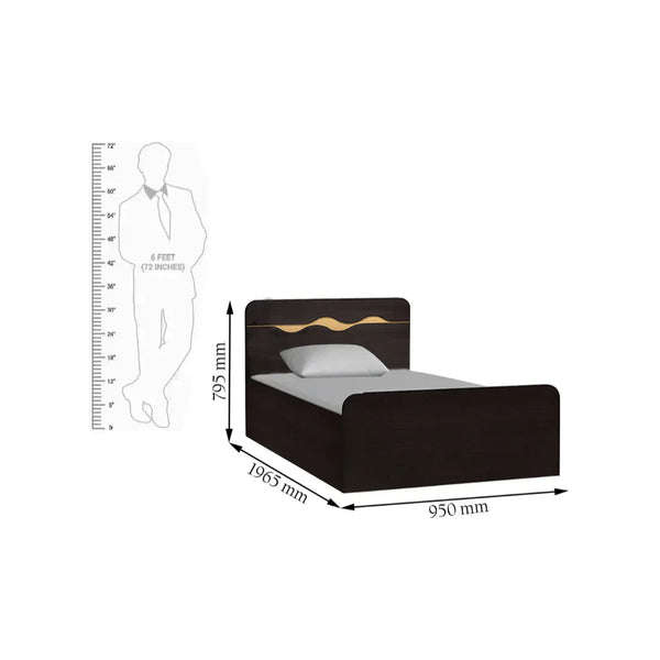 Swirl Single Bed with Box Storage in Wenge Colour dimensions