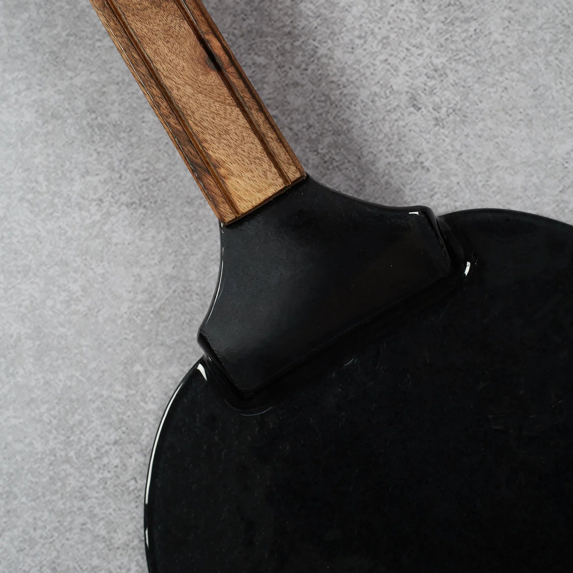 Ebony Glass & Wooden Shovel Pizza Platter in Black Texture Colour - HomeTown