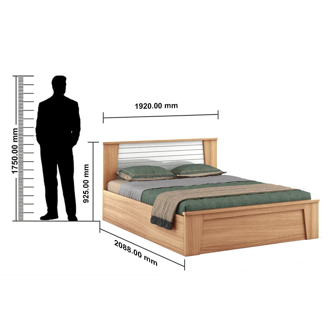 Ambra King Bed with Hydraulic Storage in Oak Colour - HomeTown