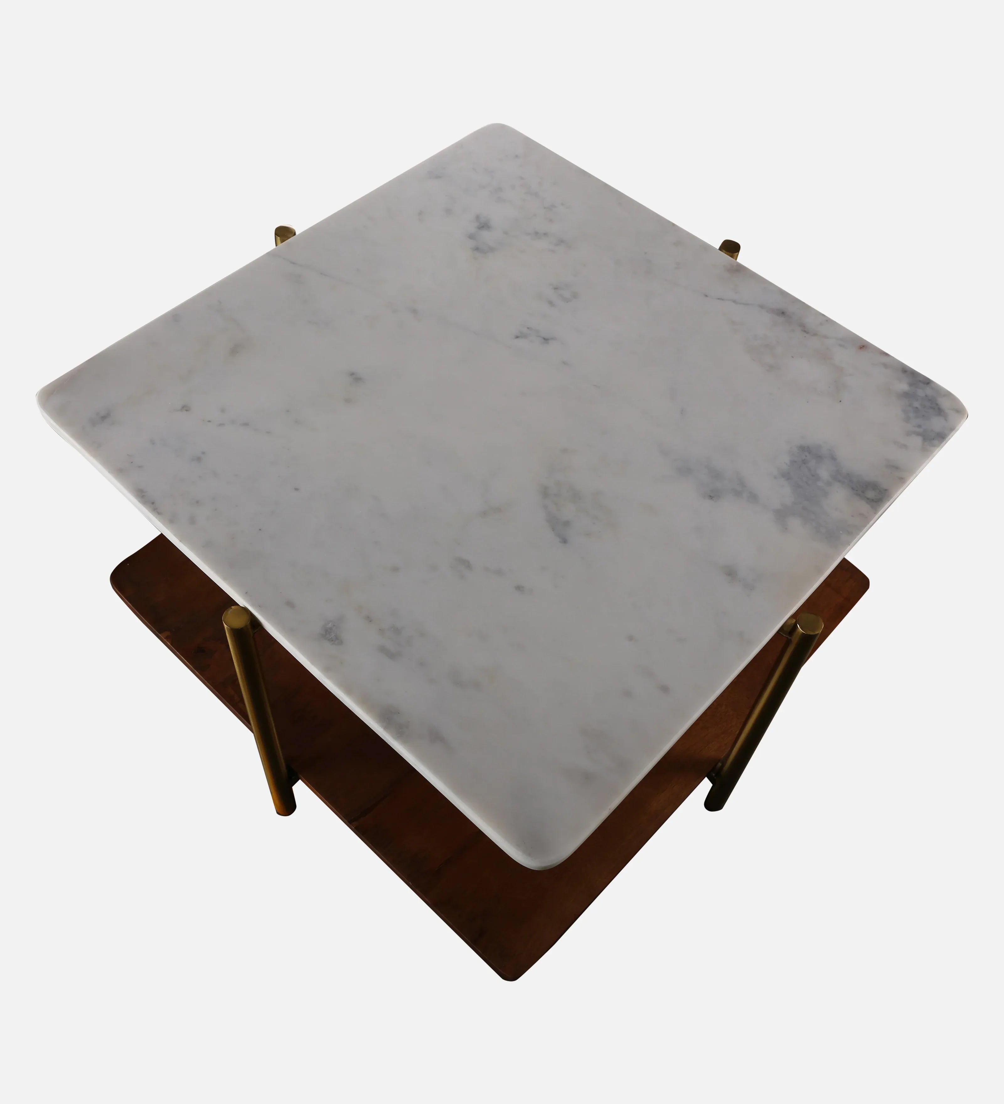 Volakas Metal Center Table in White and Walnut Colour - HomeTown