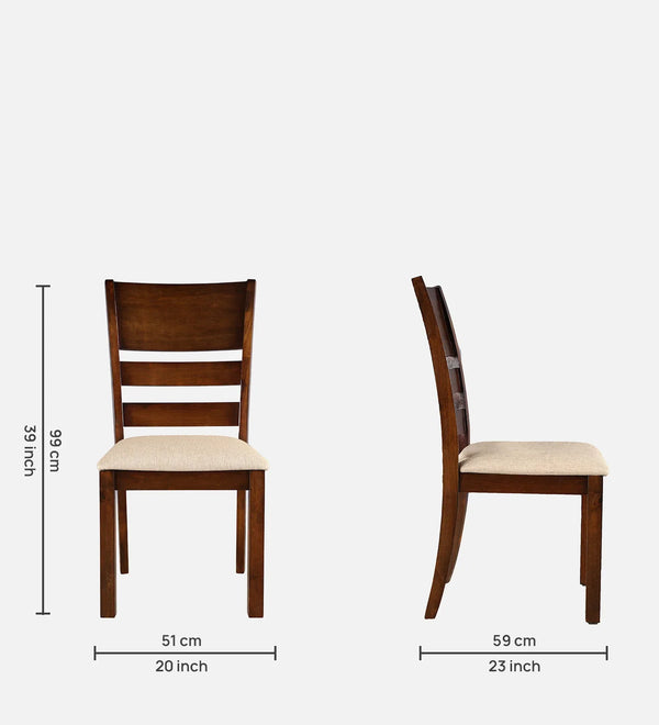 Shore Rubber Wood Dining Chair Set of 2 in Rio Brown Colour dimensions