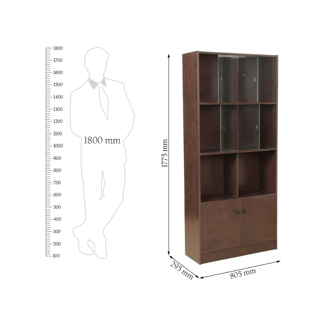 Lara Engineered Wood Large Book Shelf in Wenge Colour - HomeTown