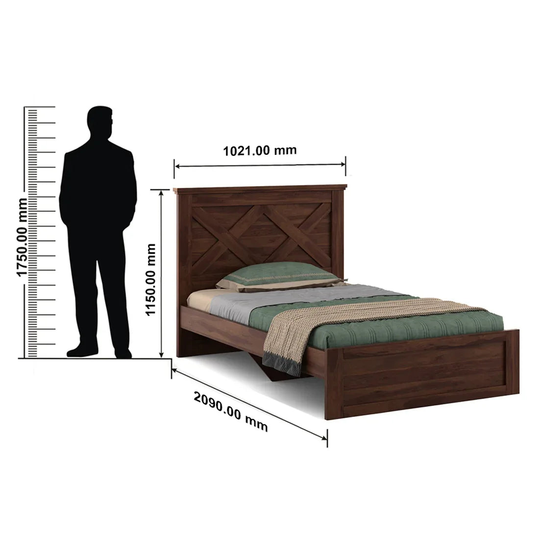 Antwerp Single Bed Without Storage in Sheesham Colour - HomeTown