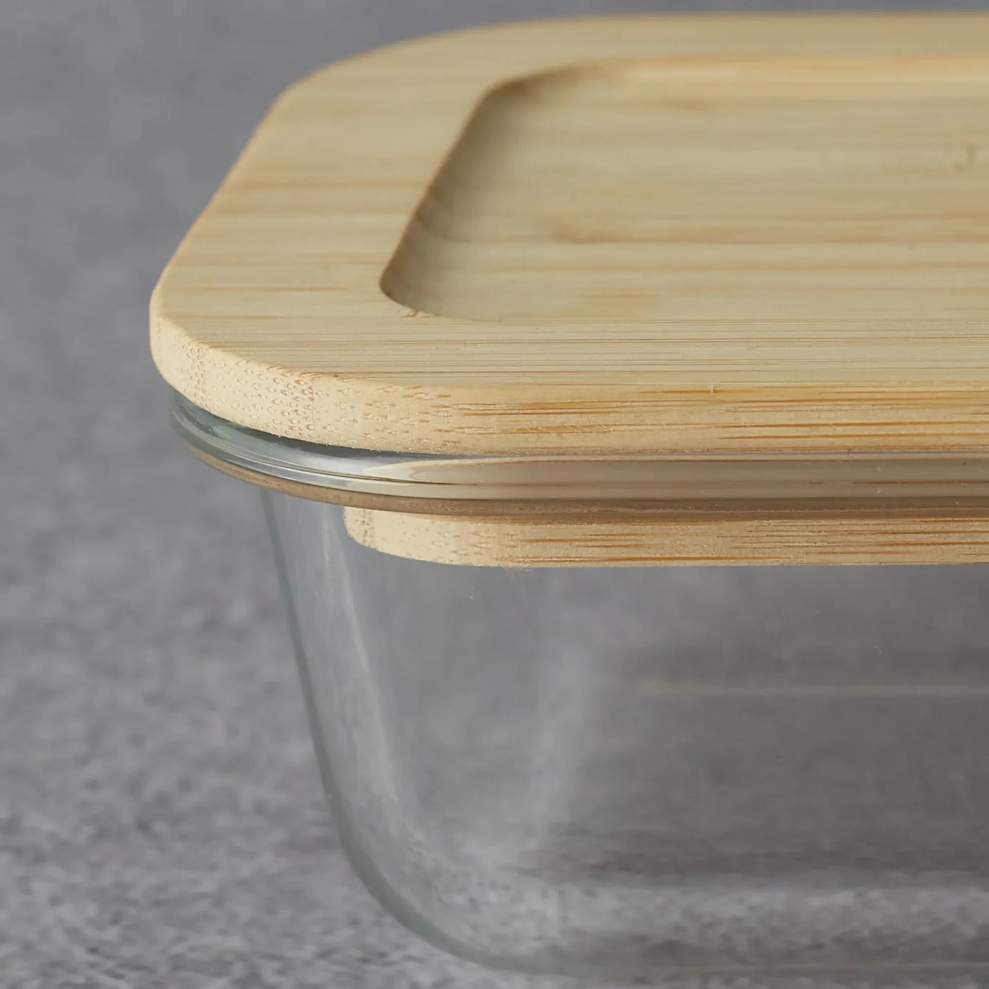 Robust Glass Square Container with Bamboo Lid 320ML in Transparent Colour - HomeTown