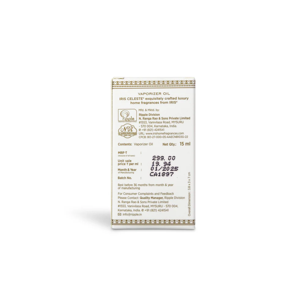 Iris Celeste Vaporizer Oil 15ml in Warm Musk - Essential Oil Vaporizer Refill