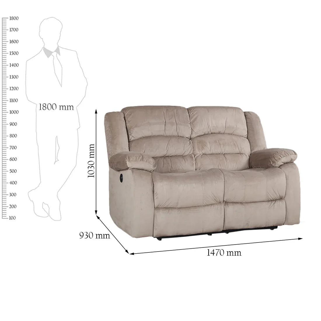 Bradford Fabric Recliner Sofa in Beige Colour