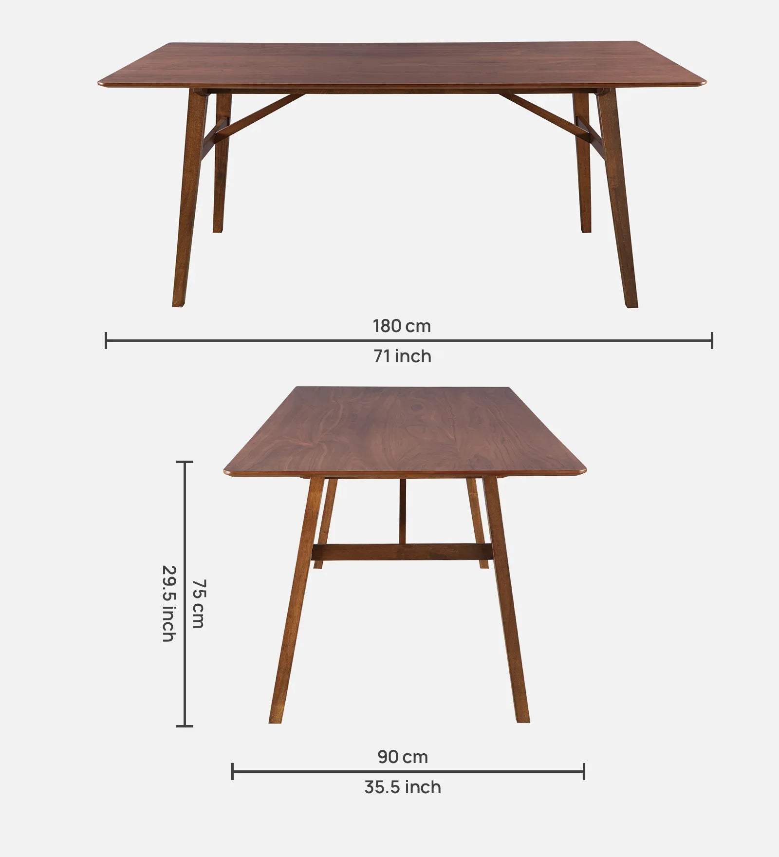Lillian Solidwood Six Seater Dining Table in Walnut Colour - HomeTown
