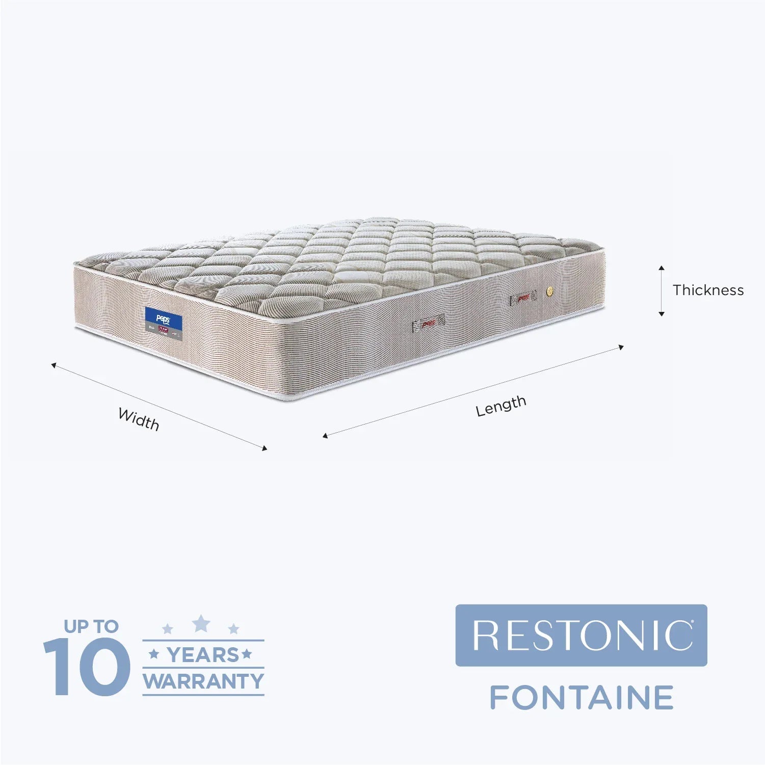 Restonic Fontain Pocket Spring Single Mattress 75x36x10 Inch in Brown Colour - HomeTown