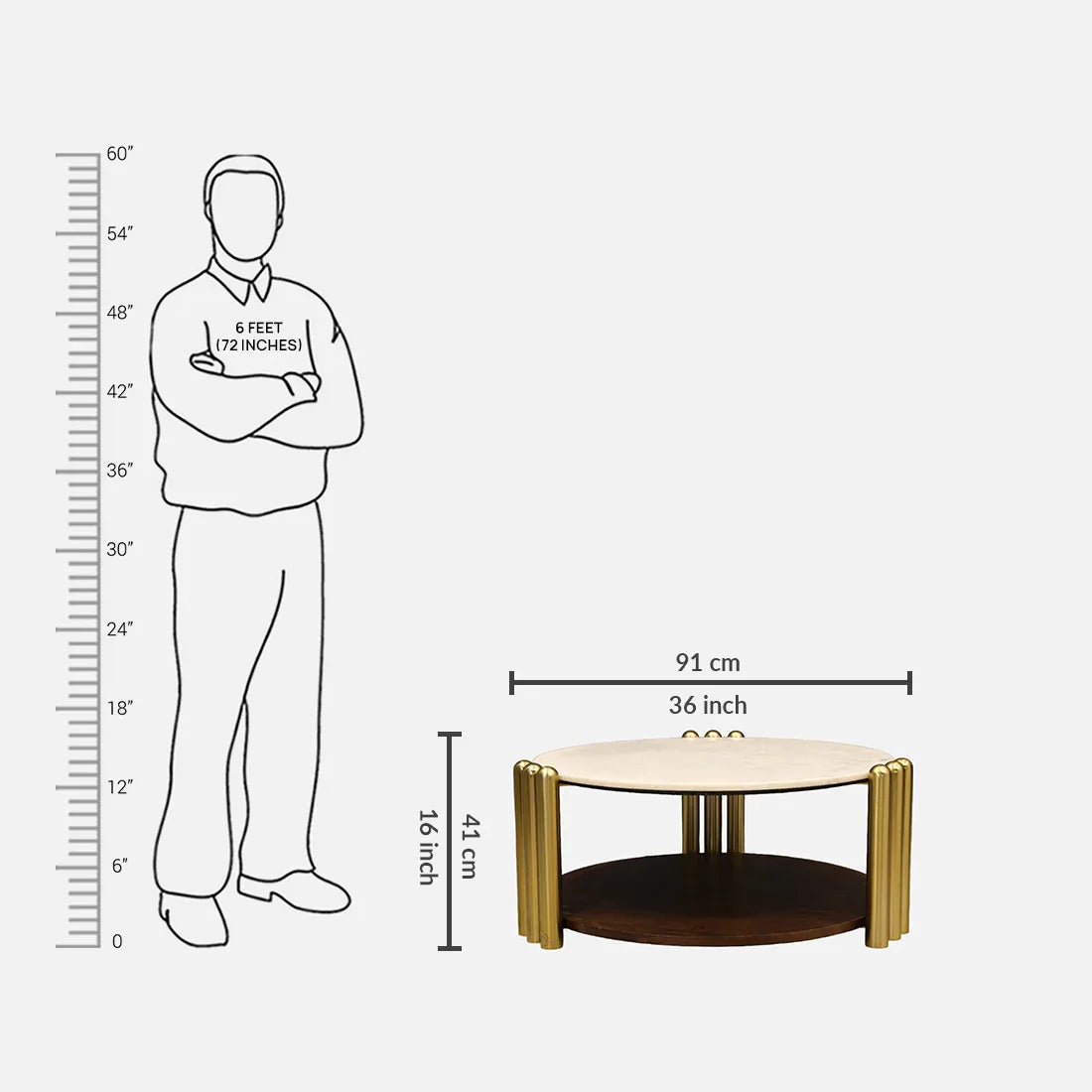 Regalia Marble Top Center Table in White & Gold Colour - HomeTown