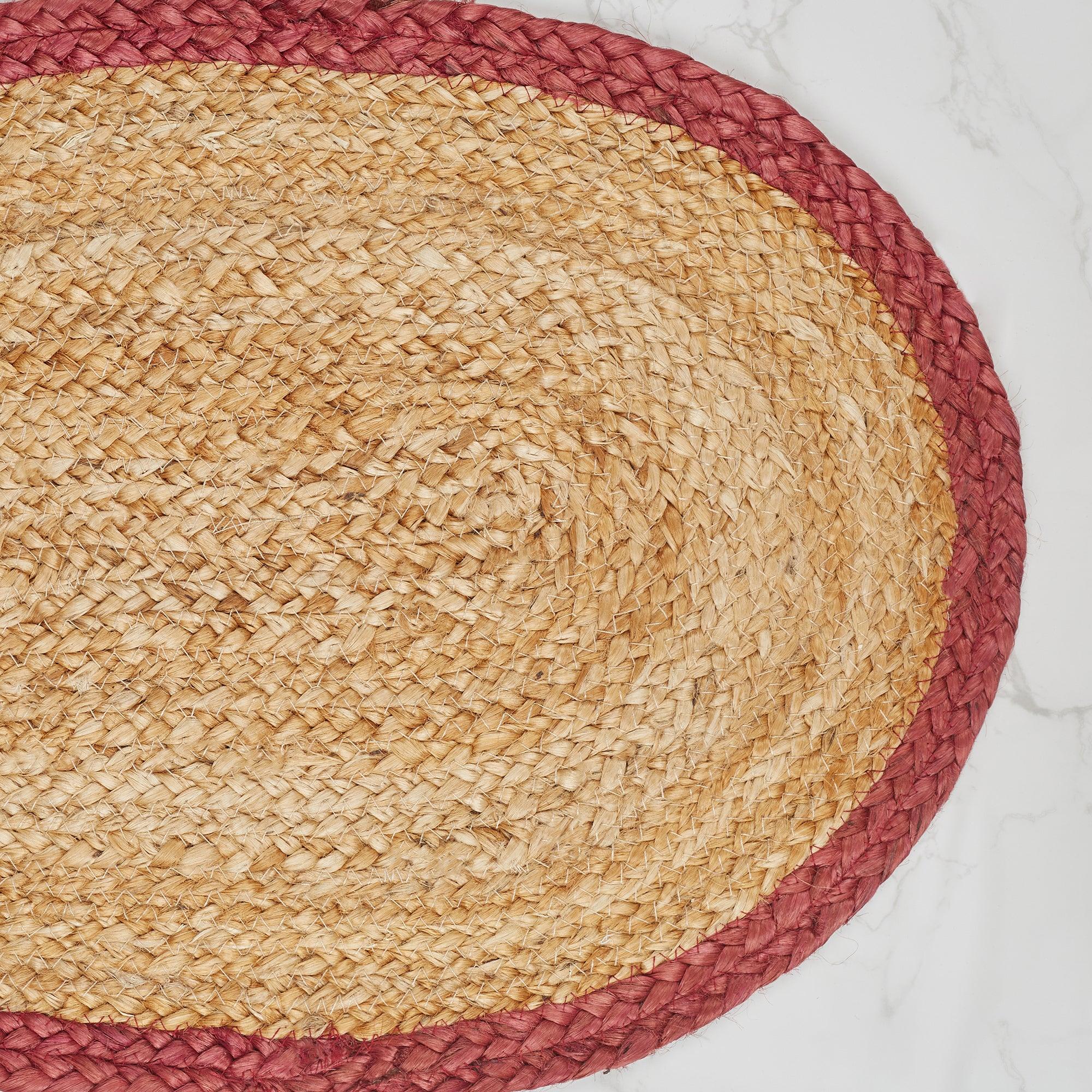 Boho Handmade Jute Placemat 38x38 Cm in Natural & Rust Colour - HomeTown