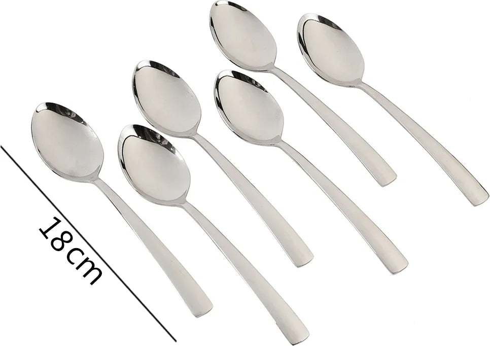 FNS Solo Desert Steel Spoon Set of 6 in Silver Colour - HomeTown
