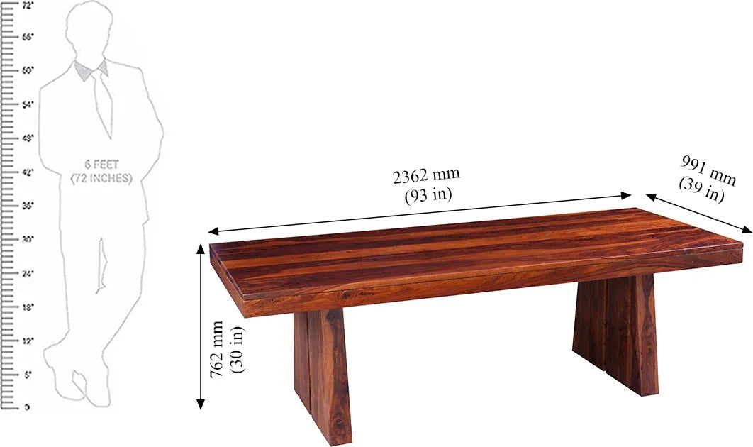Austin Sheesham Wood(Rosewood) 8 Seater Dining Table in Honey Colour - HomeTown