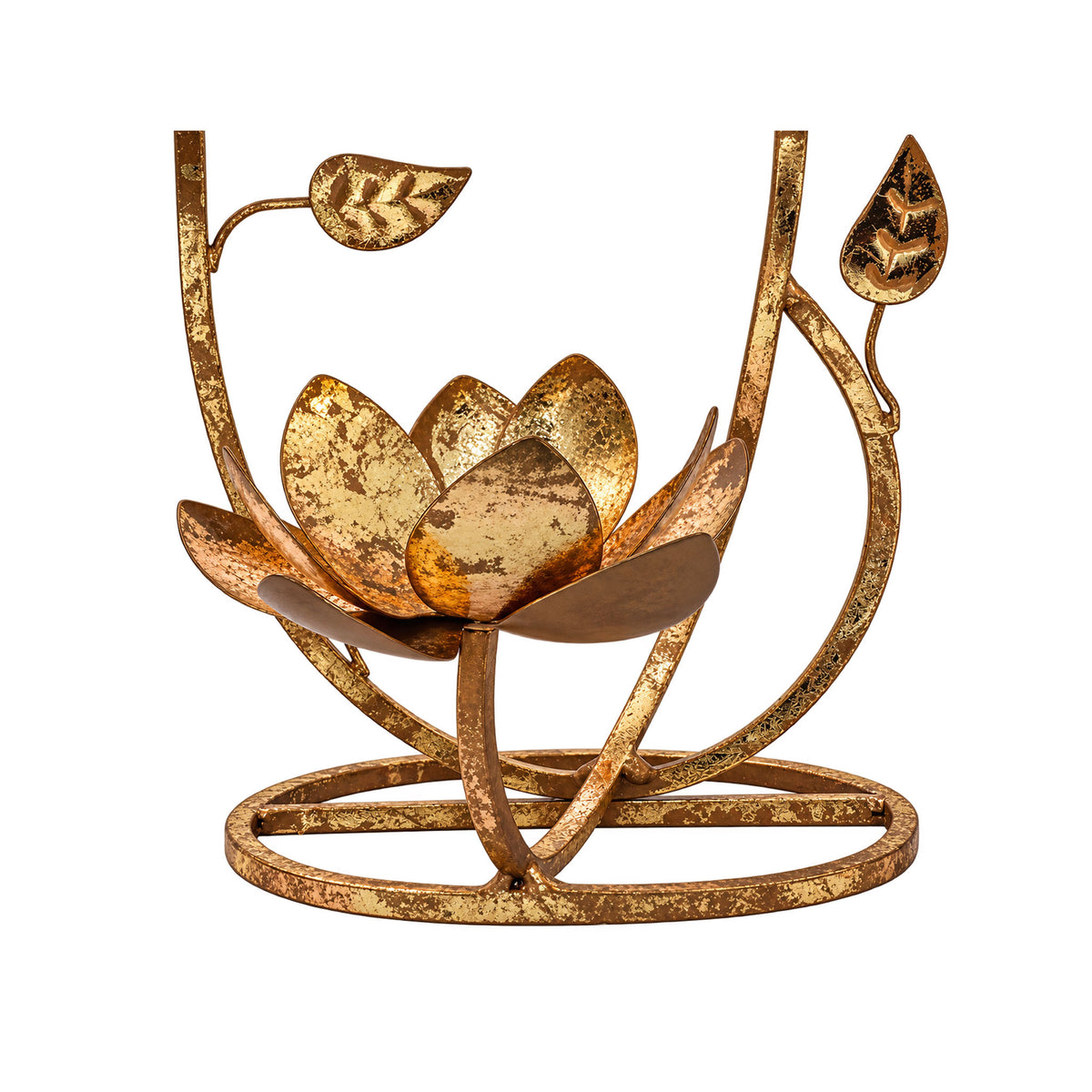 CGI Luxe Utsav 3 Lotus Round Tea Light Gold Finish | 26X22X23 cm