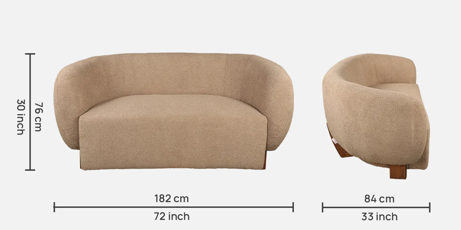 Haku Fabric Two Seater Sofa in Grey Colour - HomeTown