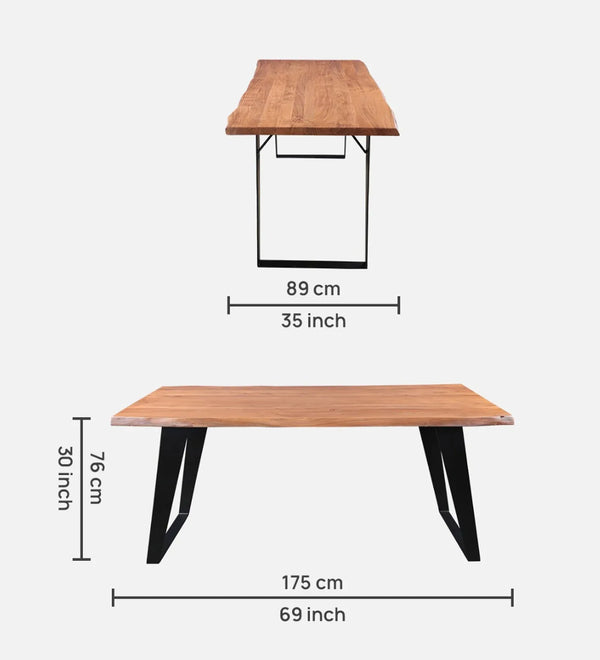 Arduous Acacia Wood Six Seater Dining Table in Natural Colour dimensions