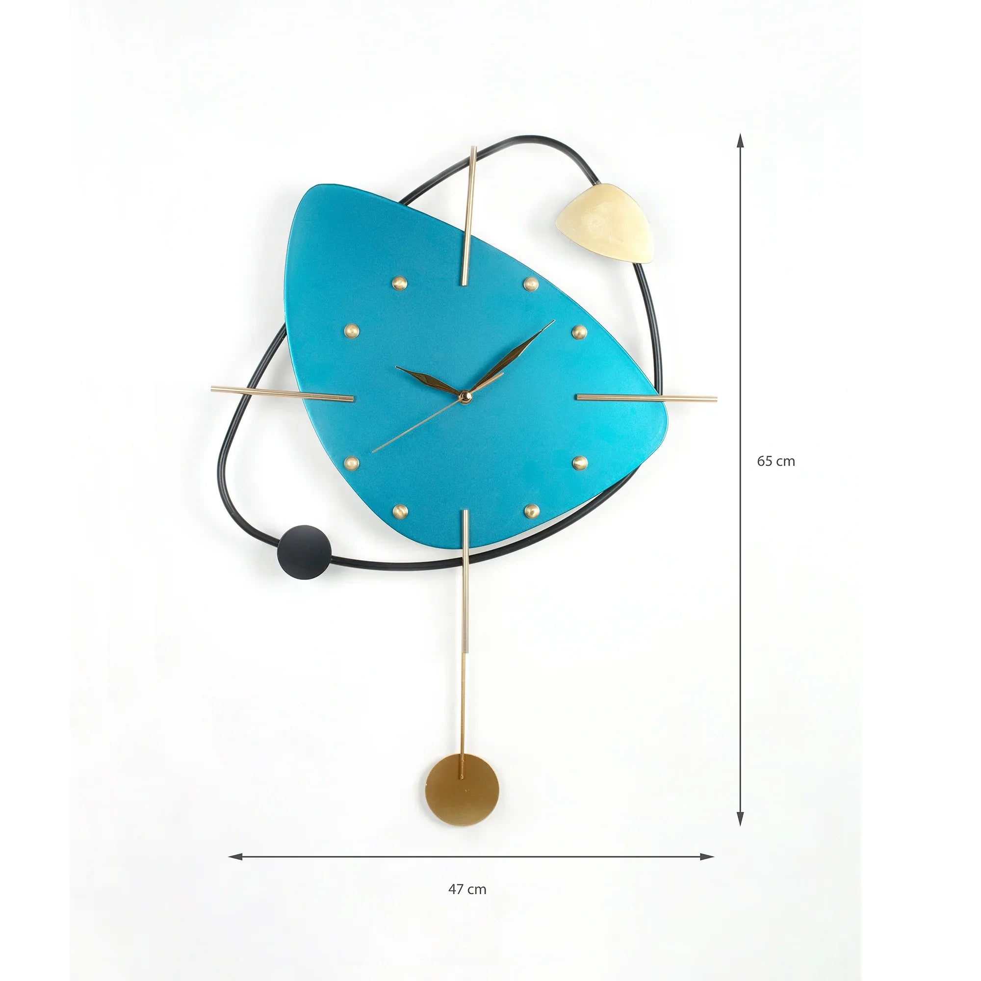 Rhythm Metal Triangular Pendulum Wall Clock in Seagreen Colour - HomeTown