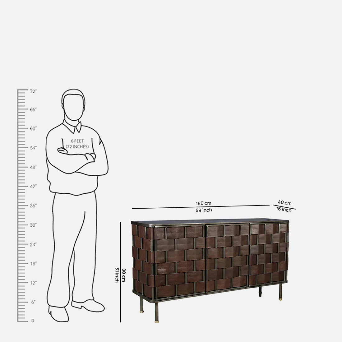 Theodore Metal Sideboard in Walnut Colour - HomeTown