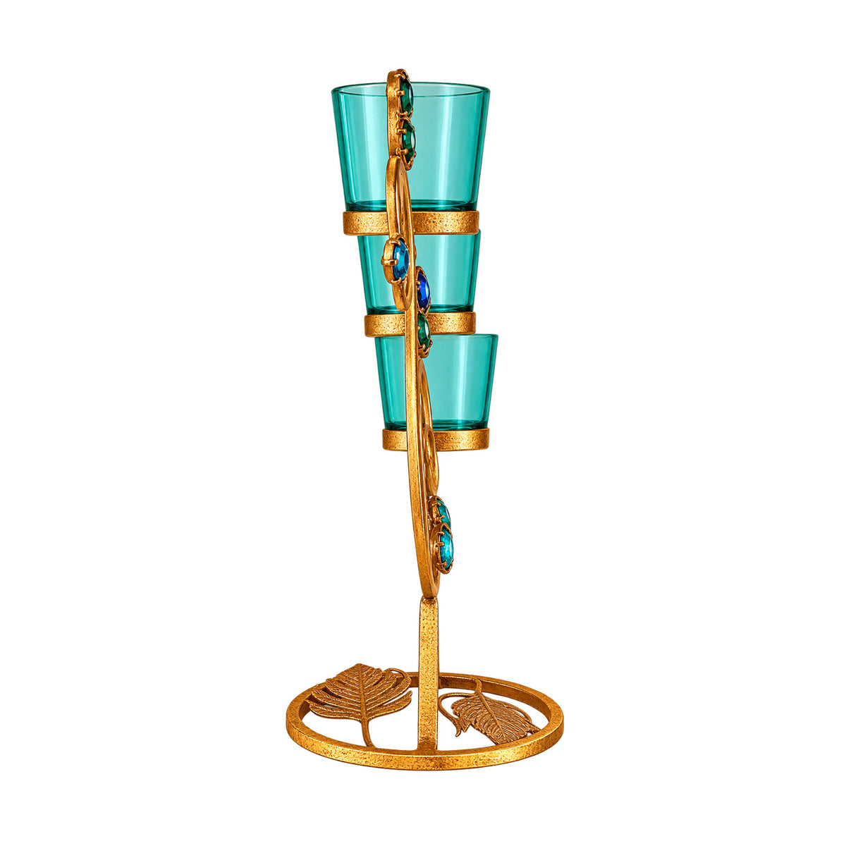 CGI Luxe Utsav Peacock Trpl Votive Gold Finish | 25.5X11.5X29 cm