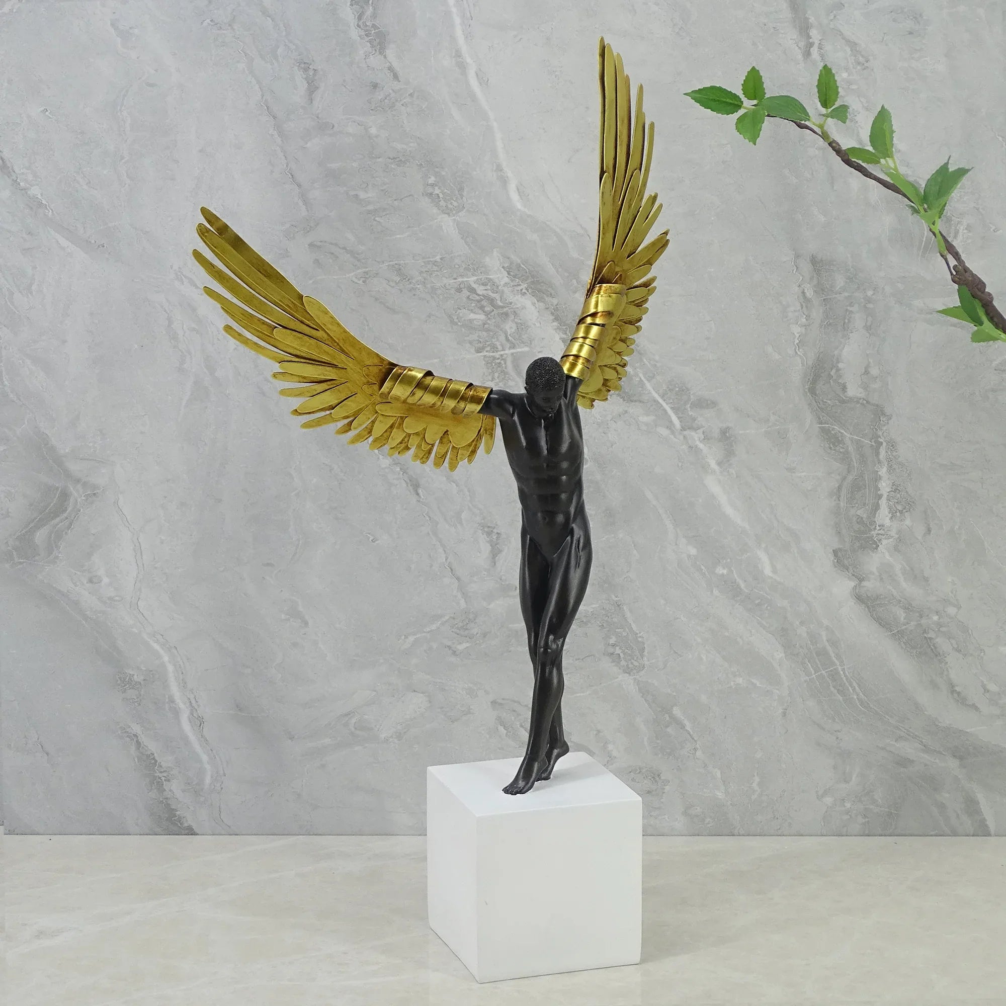 Willow Polyresin Angel With Wings 50Cm in Black & White Colour - HomeTown