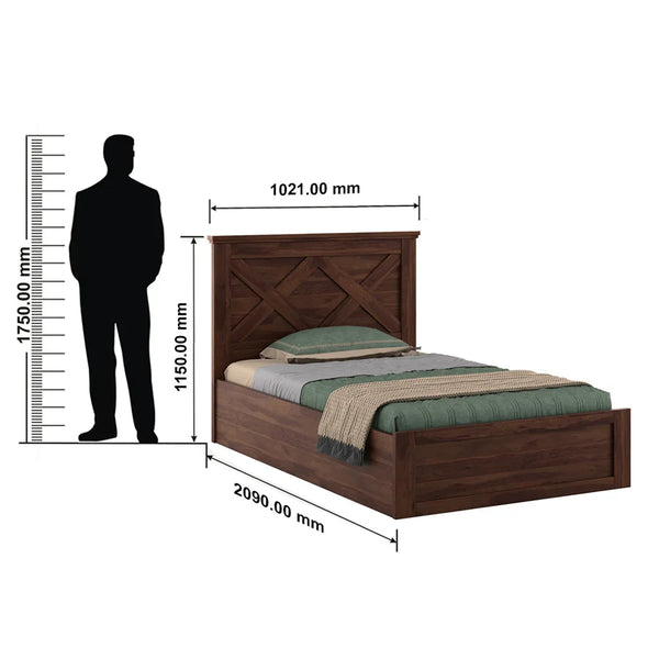 Antwerp Single Bed with Box Storage in Sheesham Colour dimensions