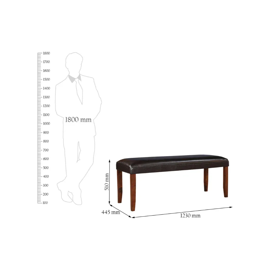 Eden Solidwood Dining Bench for 6 Seater in Brown Colour - HomeTown