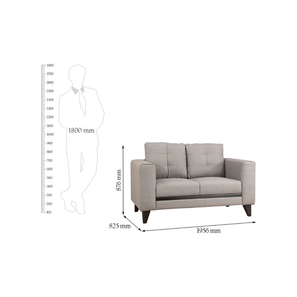 Garcia Fabric 2 Seater Sofa in Grey Colour dimensions
