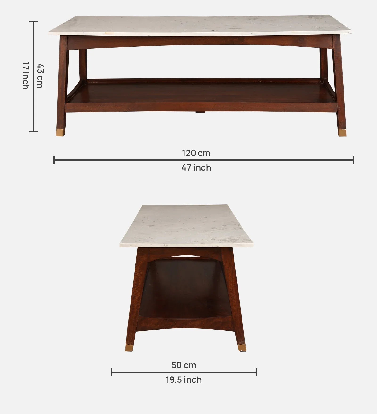 Dante Solid Wood Center Table in Walnut Colour - HomeTown
