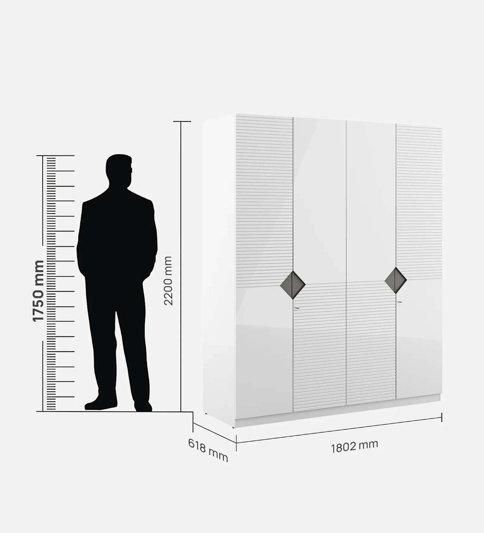 Gwen Four Door Wardrobe in White & Denim Colour - HomeTown