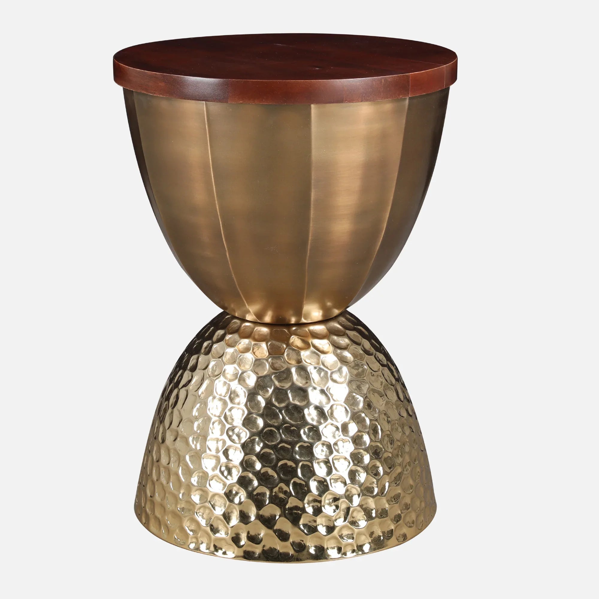 Mirbah Wood & Iron Side Table in Brown & Gold Colour - HomeTown