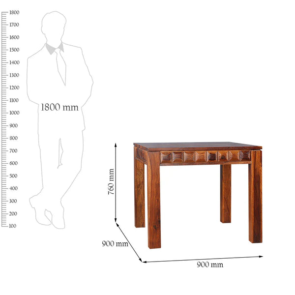 Woodrow Sheesham Wood Rosewood 4 Seater Dining Table in Honey Colour dimensions
