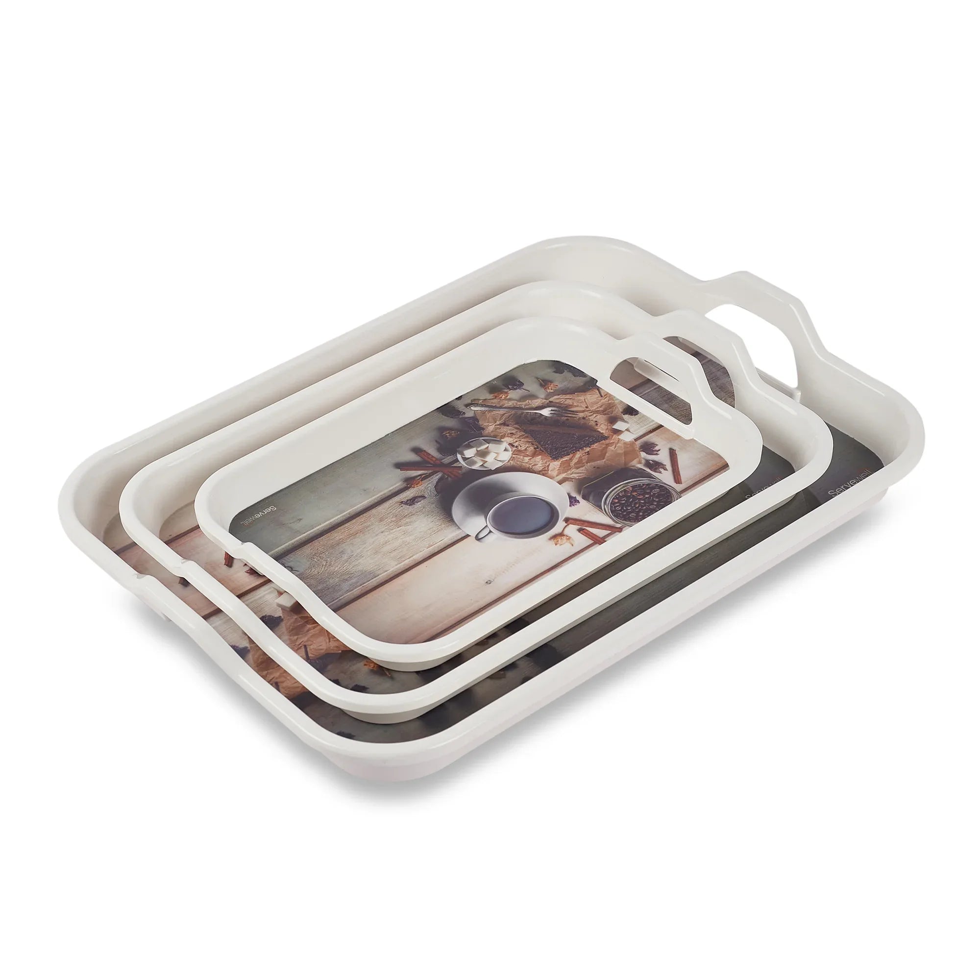 Handy Melamine Tray Set of 3 in Multi Colour - HomeTown