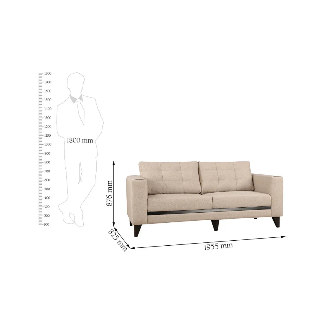 Garcia Fabric Three Seater Sofa - HomeTown