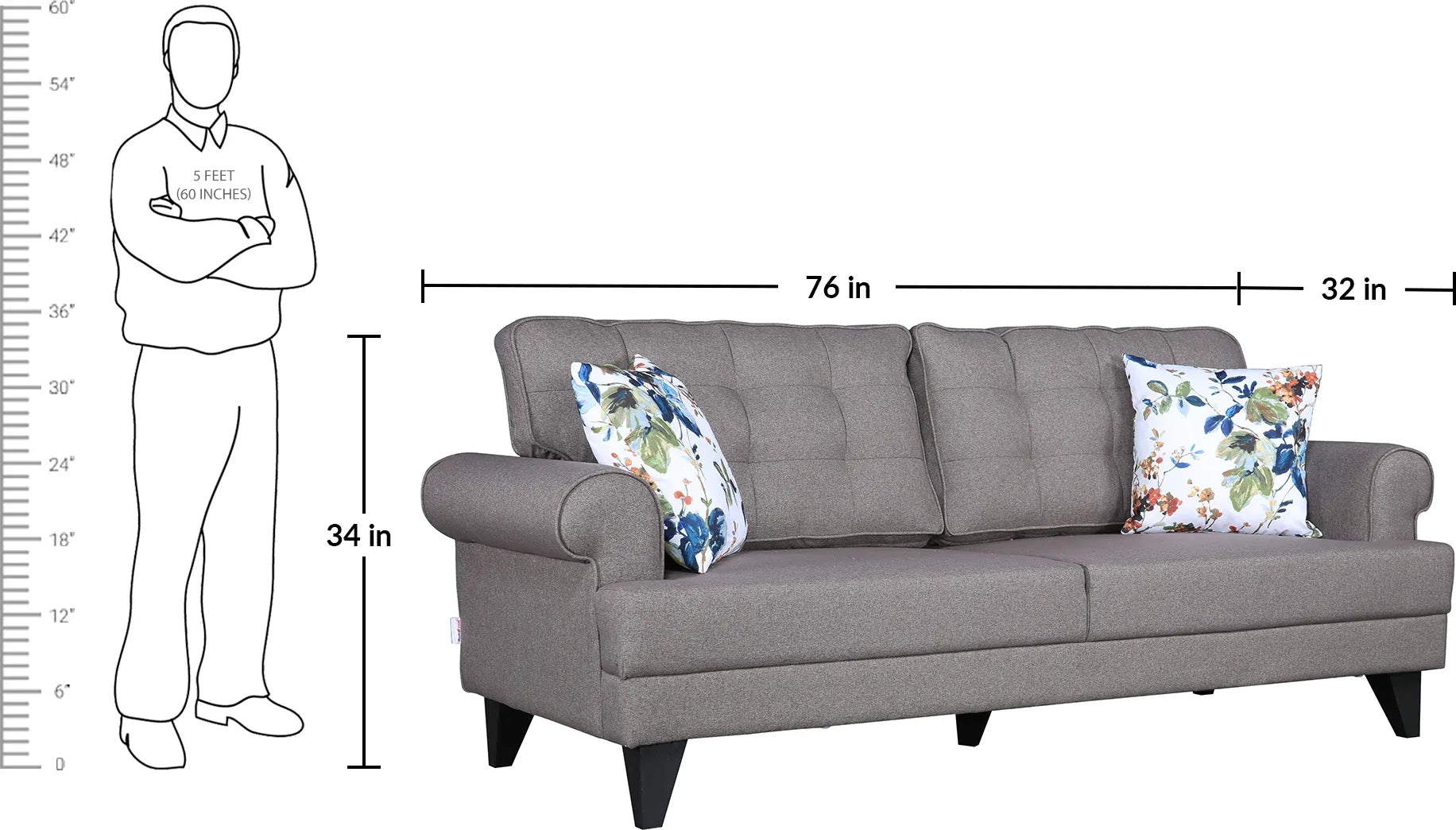 Paddington Fabric 3 Seater Sofa - HomeTown