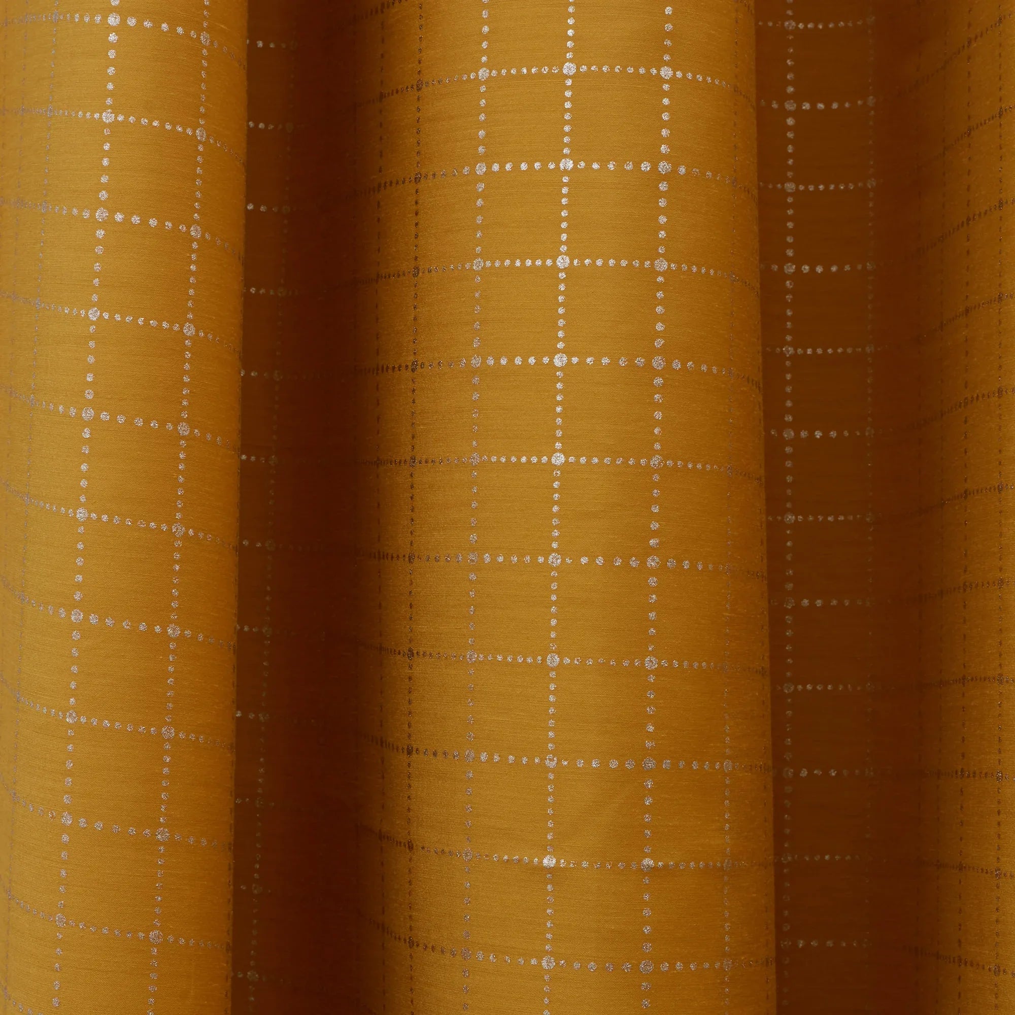 Emilia Set of 2 Foiled Double Layered Black Out Window Curtains 5 Feet in Mustard Colour - HomeTown