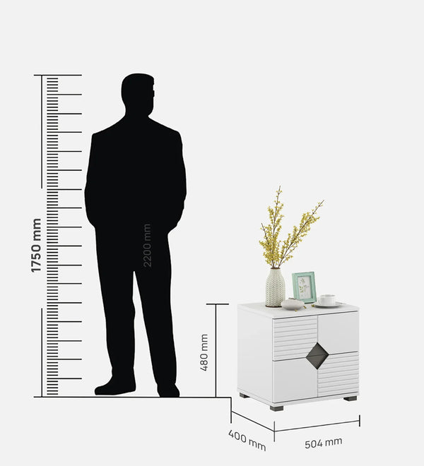 Gwen Night Stand in White & Denim Colour dimensions