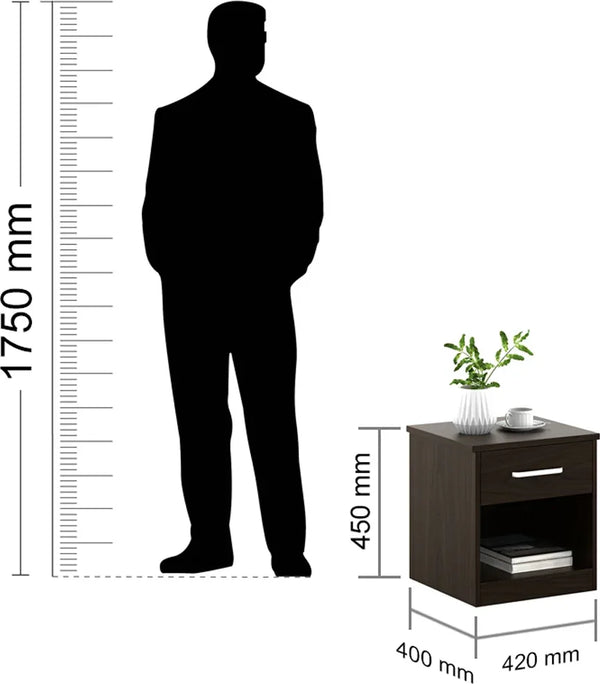 Magnum Night Stand in Urban Walnut Colour dimensions
