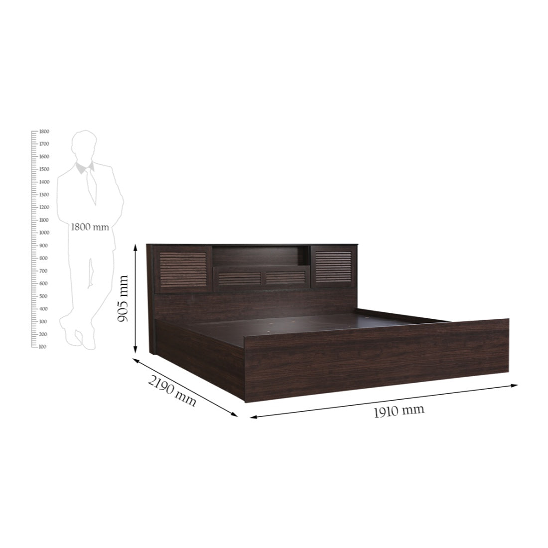 Bolton King bed with Hydraulic storage in Wenge Colour