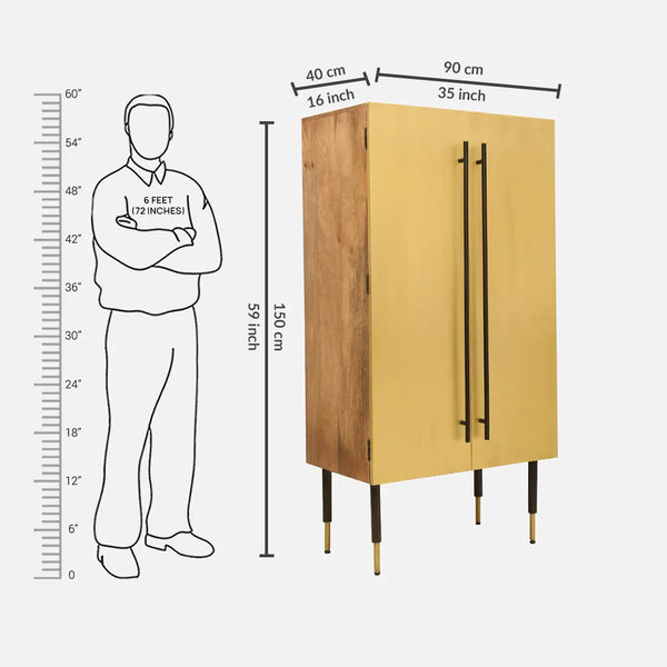 Crested Bar Unit in Brown & Gold Colour dimensions