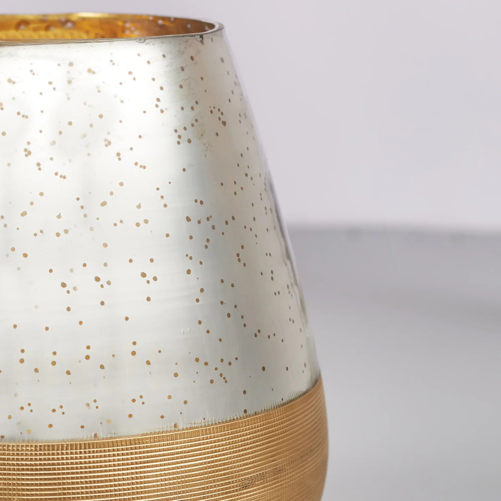 Phiona Glass Textured Handcrafted Mercury Vase 21 Cm in Gold Colour - HomeTown