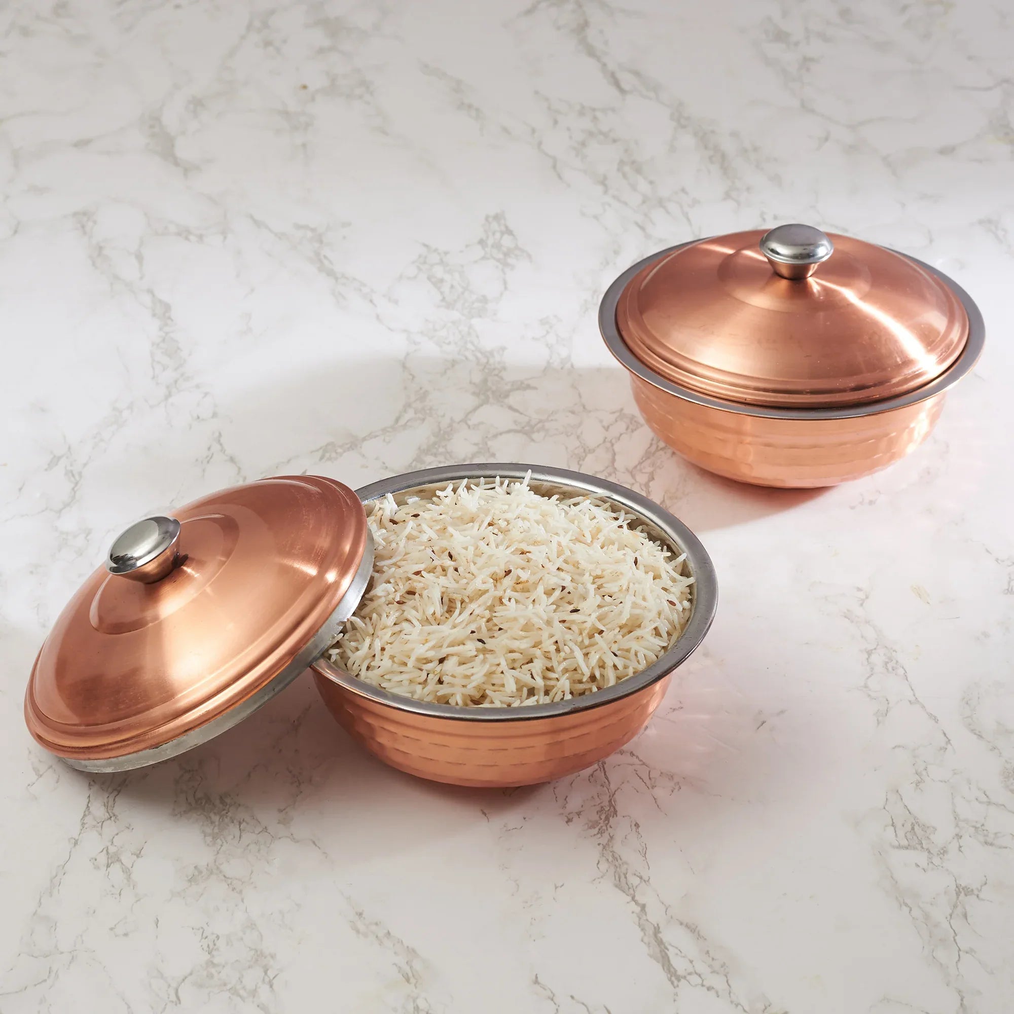 Sapphire Steel with Copper Finish Serving Bowl Set of 2 in Copper Colour - HomeTown