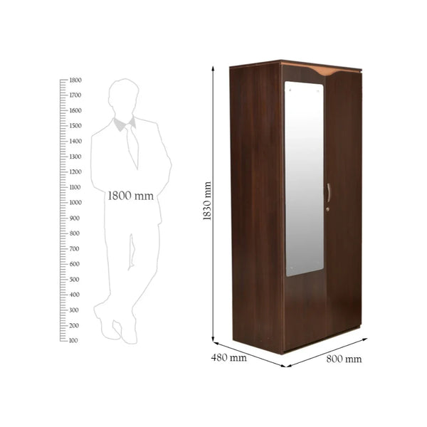 Swirl 2 Door Wardrobe Dark Oak dimensions