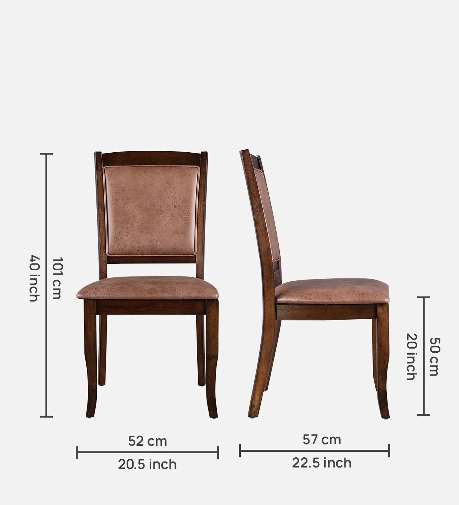 Nexus Solidwood Dining Chair Set Of 2 in Antique Cherry Colour - HomeTown